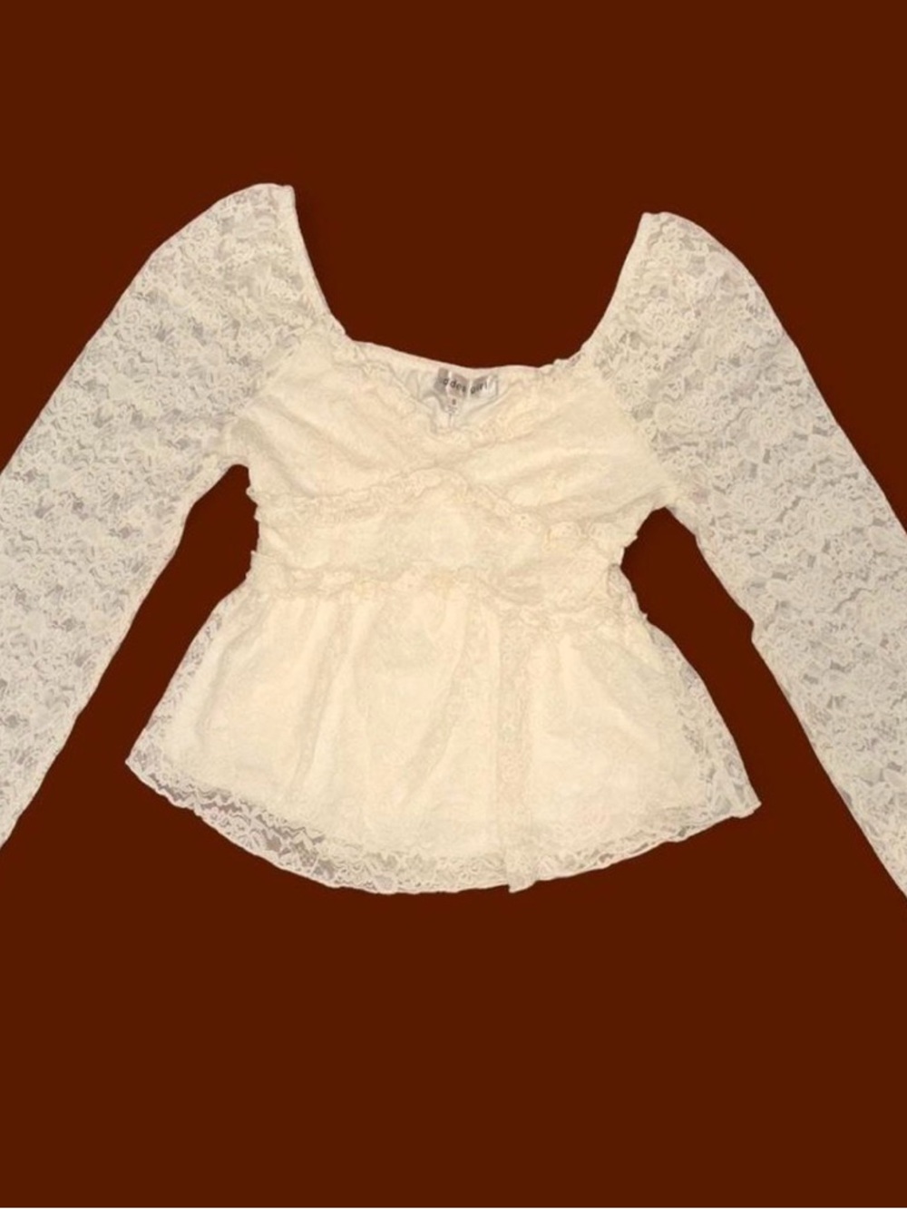 Madden Girl White Lace Peplum Blouse